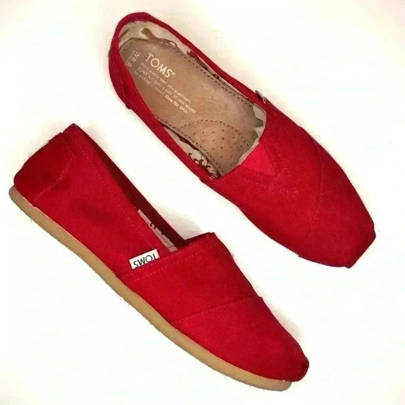 TOMS Women's Classic Canvas Slip-on Size 8.5 Red - Picture 2 of 6